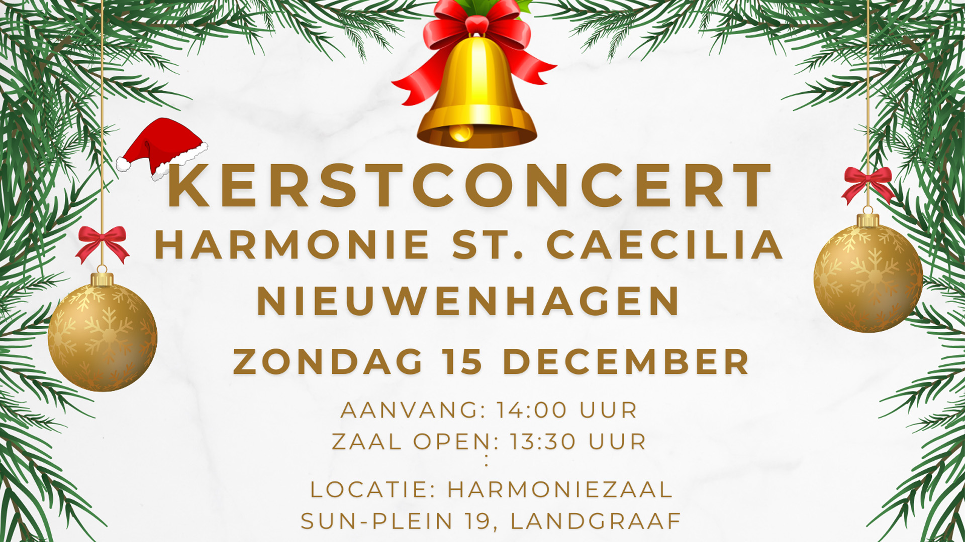 Kerstconcert Harmonie St. Caecilia Nieuwenhagen op 15 december