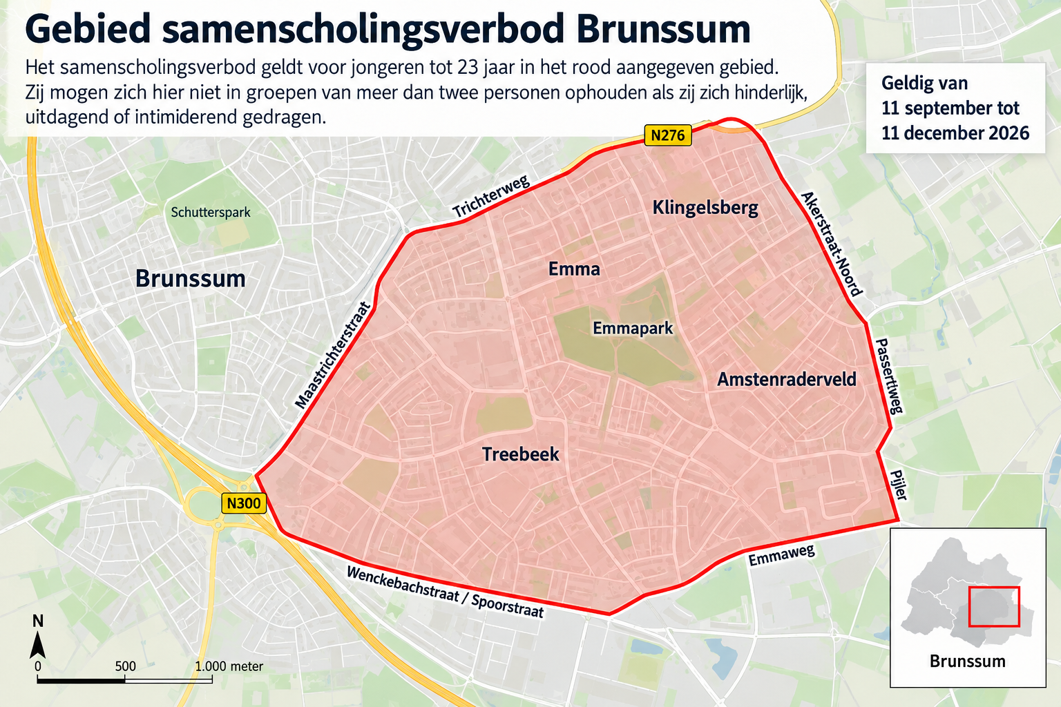 Samenscholingsverbod Brunssum uitgebreid
